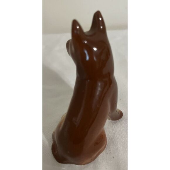 Vintage Ceramic German Shepard DOG Figurine 3 3/4" Japan Brown Shepard Dog - Picture 3 of 5